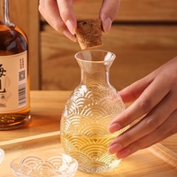 Fabricants Vente en gros Verre japonais Xiangyun Pot à saké Chauffe-vin Maison Transparent Rayure Vin blanc Coffret cadeau