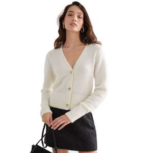 Maglione personalizzato da donna OEM e ODM maglieria a maniche lunghe da donna con bottone in Alpaca misto Cardigan maglione donna - Product Image 1