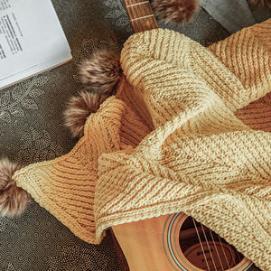 Mfe ソフト ラグジュアリー 大人 ベビー ウェイト ウィンター シェルパ シェニール チャンキー ニット スロー クロシェ ポンポン タッセル ブランケット ホームデコレーション - Product Image 3