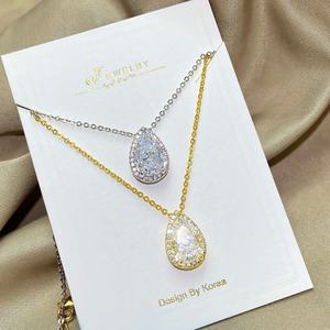 Collares de Joyería de Moda de Lujo, Collar con Colgante de Gota de Agua con Circonita Cúbica Chapada en Oro de 18K para Mujer - Product Image 3