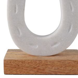 Scultura moderna a forma di ferro di cavallo in marmo su base di legno, elegante statua per decorare casa, bagno, ufficio, soggiorno - Product Image 5