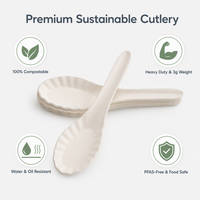 Cuillère à dentelle biodégradable, sans PFAS, recyclable, à bords lisses, tendance, pour service de restauration événementielle