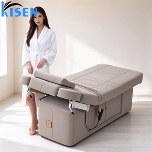 Table de massage électrique Kisen à double moteur, avec dossier et repose-jambes réglables, en bois, pour spa et soins du visage, avec fonction chauffante, personnalisable - Product Image 1