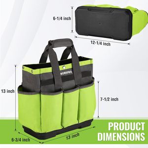 For Green/Black Waterproof Heavy Duty 8-Pocket Oxford Garden <b>Tool</b> <b>Tote</b> <b>Bag</b> for Indoor/Outdoor Use (<b>Tools</b> Not Included) - Product Image 6