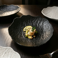 TECANXIN Assiettes Profondes en Céramique Texturées Effet Marbre Irrégulier, Non Toxiques, Qualité Alimentaire, Compatibles Micro-ondes pour Hôtels/Restaurants