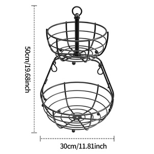 2 livelli cesto di frutta da cucina in metallo portatile in metallo porta frutta staccabile Multi-strato porta frutta cucina cremagliera frutta - Product Image 3