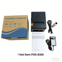 Printer Thermal POS-8360 Auto Cutter 80mm untuk Struk, Penggunaan Bisnis, Terhubung Bluetooth USB LAN, Harga Murah, Ready Stock, Kecepatan 220MM/S