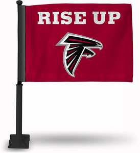 Expédition rapide, drapeau de voiture imprimé des Falcons d'Atlanta, 100% polyester, bannière incluse, mât de drapeau neuf - Product Image 6
