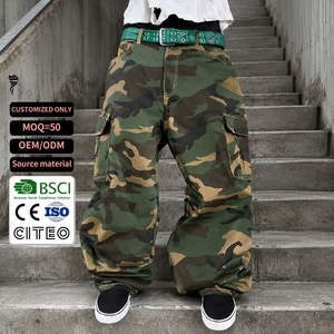 New Arrival Custom Loose <b>Camo</b> Streetwear Baggy Multi Pocket Camouflage <b>Cargo</b> Pants for <b>Men</b> - Product Image 1