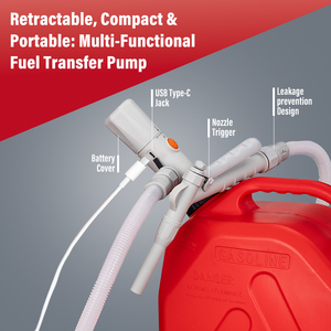 Pompe de transfert de liquide auto-amorçante en plastique à piles, portable, pour essence/diesel/pétrole, station de transfert d'huile manuelle - Product Image 5