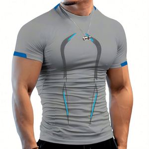 Custom Wholesale Running Fitness Printing Summer Casual Clothing Muscle Fit Sports Mens Active Wear Set Gym <b>T</b> Shirt Men Fitness - Product Image 3
