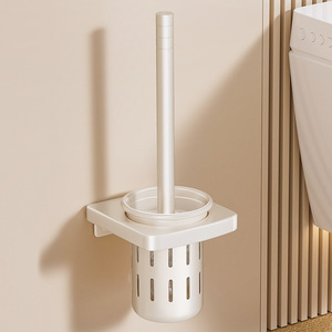 Toilet Brush Holder Wall Mounted Milky White Rectangular Easy To Clean Modern Design - Product Image 2