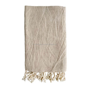 ผ้าขนหนูชายหาดผ้าฝ้ายลินิน,ชุดผ้าลินินสำหรับการค้า Hamhtemal Fouta สีน้ำตาลผลิตในตุรกีขนาด90X170ซม. 35X66นิ้ว - Product Image 6