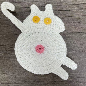 Posavasos <span class=keywords><strong>de</strong></span> punto con diseño <span class=keywords><strong>de</strong></span> trasero <span class=keywords><strong>de</strong></span> gato, <span class=keywords><strong>de</strong></span> gran impacto, para la plataforma <span class=keywords><strong>Shein</strong></span>, <span class=keywords><strong>de</strong></span> <span class=keywords><strong>tela</strong></span>, diseño moderno minimalista, forma irregular - Product Image 5