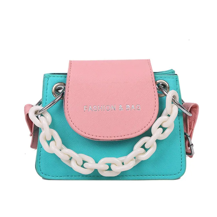 Mini bolsos de estilo coreano para mujer, carteras de hombro con cadena acrílica con paneles, Color caramelo, Pintalabios, venta al por mayor, monedero barato