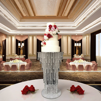 ANNIELU Ensemble de supports à gâteaux en acrylique transparent avec perles et miroir pour centres de table de mariage, événements et fêtes