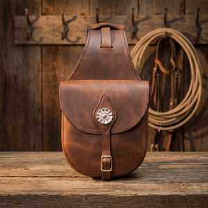 Handtooled Handcarved Genuine <b>Leather</b> Equestrian Saddle Bag for Western Horse Motorcycle Customised SS Fitting Custom Logo - Product Image 2