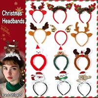 Ensemble de serre-têtes de Noël personnalisés Shily&OS : Serre-tête en forme de bois de renne, chapeau d'elfe en raphia, cerceau à cheveux en peluche orné de strass et de paillettes – Vente en gros