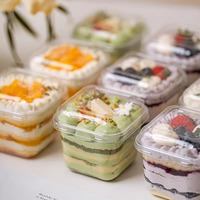 Boîte d'emballage transparente en PET pour dessert individuel, mini-gobelet carré pour mousse, tiramisu, gâteau, yaourt, gelée, impression personnalisée