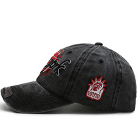 Casquettes de baseball en jean délavé style Hip-Hop, motifs variés, lettres brodées, style urbain cool et sportif, 6 panneaux, ajustables
