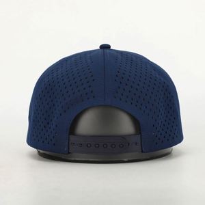 Gorra de Béisbol Personalizada de 5 Paneles con Logotipo Bordado, Azul Marino, Unisex, Estilo Hip Hop, Ajustable, con Cierre a Presión, Impermeable, con Orificios Cortados con Láser - Product Image 5