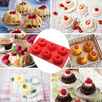 Moule à pâtisserie en silicone de qualité alimentaire FDA, résistant au four, à 6 cavités de forme irrégulière, pour gelée, pudding, mousse, pain, gâteau, collation