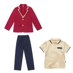 RG-정장 맞춤 폴리 에스테르 짠 셔츠 100 코튼 가을 유치원 초등학교 교복