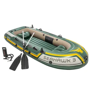 Original Intex kayak 68380 SEAHAWK 3 BOAT SET Rubber canoe Inflatable Fishing Rowing Boat for sale