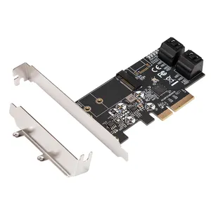 Adaptador de expansión para solución de almacenamiento, 4 puertos sin RAID SATA III 6G SSD HDD controlador y llave M.2 B 2242 PCI-e x4, Chip JMB 585