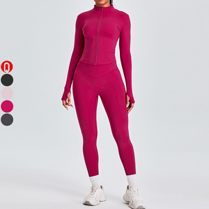 Nuova tuta sportiva da donna giacca e Leggings da palestra Slim Fit <span class=keywords><strong>Nude</strong></span> set Yoga allenamento 2 pezzi da donna a maniche lunghe set Fitness - Product Image 1