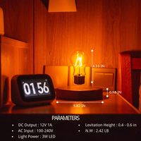 Lámpara de Escritorio Magnética Levitante con Bombilla, Luz Nocturna Giratoria Automática de 360°, Resina y Madera, Regalo Único, Decoración para el Hogar y la Oficina