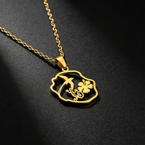 Nouveau collier pendentif pour hommes et femmes, motif îles de la <span class=keywords><strong>Guadeloupe</strong></span>, de la Martinique et de la Réunion, cocotier, gecko, fleur d'hibiscus - Product Image 5