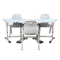 Table de formation collaborative réglable en hauteur, mobilier scolaire en plastique, bureau d'étudiant, chaise
