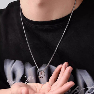 새로운 스타일 더블 링 펜던트 트렌디 한 목걸이 남성용 고급 스웨터 체인 쇄골 목걸이 - Product Image 6