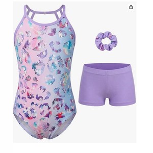Ensemble de justaucorps de ballet pour filles, justaucorps de danse en rayonne et lycra avec short, tenue de scène pour enfants - Product Image 1