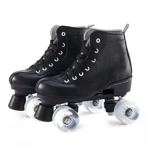 Dupla fileira de patinação Sapatos brancos patins iniciantes patins de quatro rodas