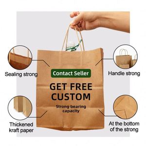Personalized White and Brown Kraft Paper Twisted Handle Printed <b>Craft</b> Food Package Kraft Packaging Eco Custom Made Paper <b>Bag</b> - Product Image 3