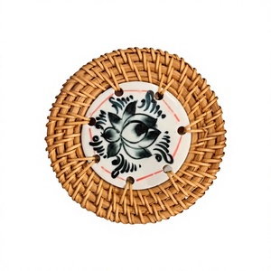 Handmade Ceramic Round <b>Coaster</b> with Lotus Design Traditional Chinese Style <b>Table</b> Mat for Tea Coffee Home Decor - Product Image 6