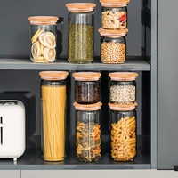 12 pots de conservation en verre borosilicate avec couvercle hermétique en bambou pour le miel, le thé, le café, les épices et les bonbons