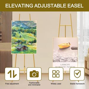 Bview nghệ thuật Vàng 3-Tier Heavy Duty kim loại freestanding hiển thị đứng chuyên nghiệp thương mại lớn triển lãm Giá vẽ cho tác phẩm nghệ thuật - Product Image 4