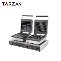 Machine à gaufres électrique professionnelle, plaque de cuisson en fonte antiadhésive, corps en acier inoxydable, chauffe rapide, équipement de boulangerie