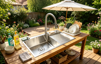 HONGDEC Gebürstetes Nickel Edelstahl Waschbecken Einzelwaschbecken für Küche, Waschküche und Waschraum
