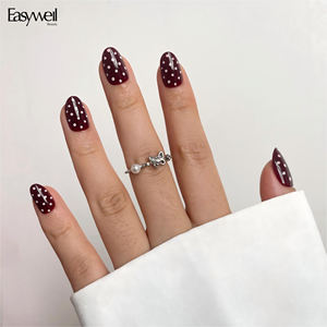 Easywell – <span class=keywords><strong>Faux</strong></span> ongles à presser, motif pois, 30 pièces, courts, ovales, ronds, réutilisables, couvrance totale, <span class=keywords><strong>pour</strong></span> <span class=keywords><strong>manucure</strong></span> quotidienne féminine - Product Image 2