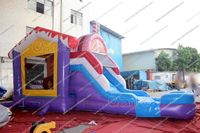 Château gonflable combiné avec toboggan, structure de saut gonflable, château gonflable avec toboggan, château gonflable d'extérieur avec parcours d'obstacles