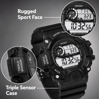 Nouvelles montres sportives numériques 24 heures pour hommes, de marque, élégantes, pour le golf et le fitness, cadran blanc 50 mm avec bracelet