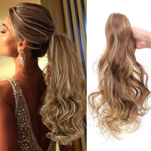 Perruque queue de cheval 18 pouces, cheveux longs ondulés bouclés, extension à clipser pour femmes, marque Miss Style Henan PY204 85 - Product Image 1