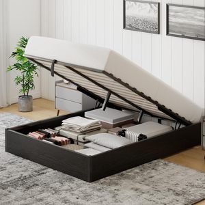 <span class=keywords><strong>Letto</strong></span> Moderno con Contenitore <span class=keywords><strong>140x200</strong></span>, Testiera Imbottita Morbida in Tessuto Lino, Struttura <span class=keywords><strong>Letto</strong></span> - Product Image 1