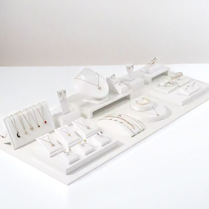 Trắng PU da Vòng đeo tay vòng Vòng cổ trang sức hiển thị đứng trang sức hiển thị Set - Product Image 2