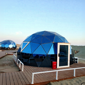 Dôme en verre Geo adapté au glamping par temps tropical avec panneaux solaires Tente écologique Géodesique <span class=keywords><strong>Double</strong></span> dôme vitré de 6m Octogone en verre de 6m - Product Image 1