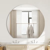 Miroir mural demi-rond sans cadre, anti-explosion, décoratif pour salle de bain et chambre à coucher